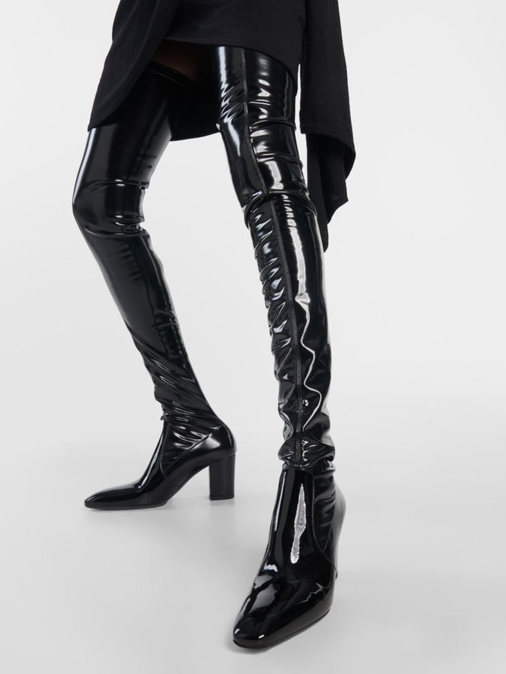 New Saint Laurent Betty Vinyl Over-The-Knee Boots $2,150 41